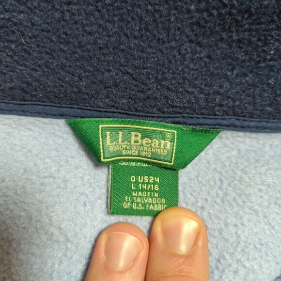LL Bean Fleece Jacket Kids Size L 14/16 Full Zip Light Blue Outdoors Polartec - Picture 3 of 10